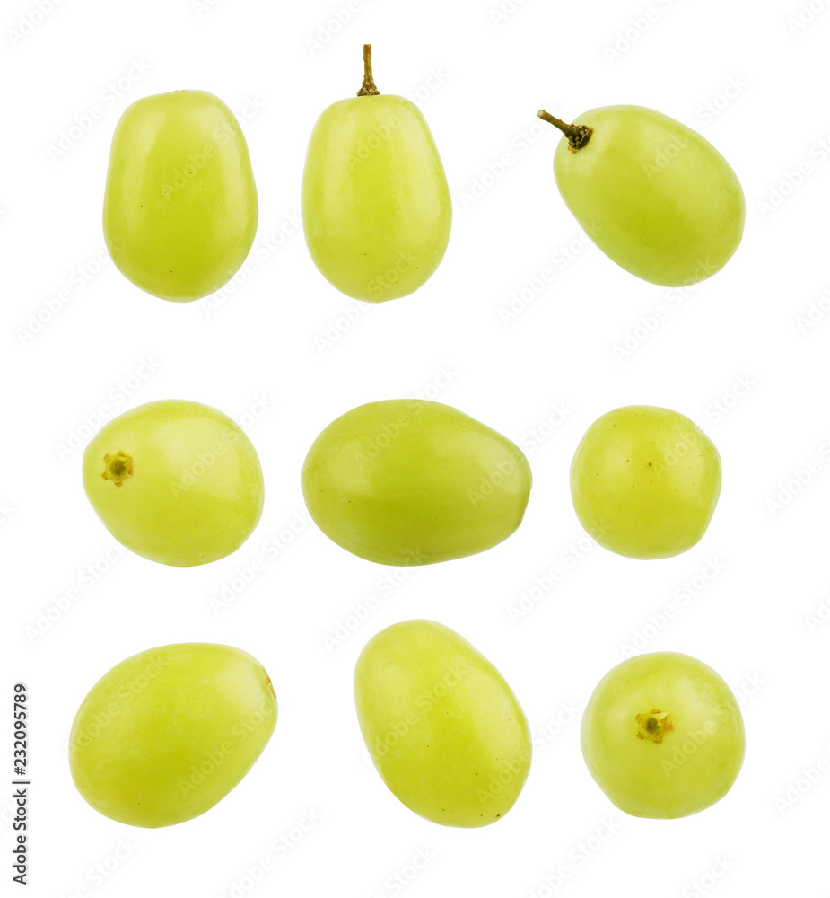 Set of grape berries on a white background Set of grape berries on a white background