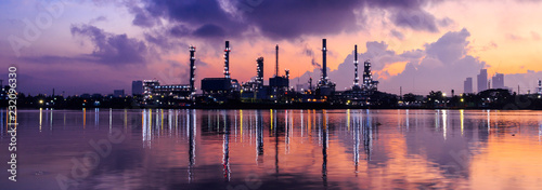 oil refinery at twilight night