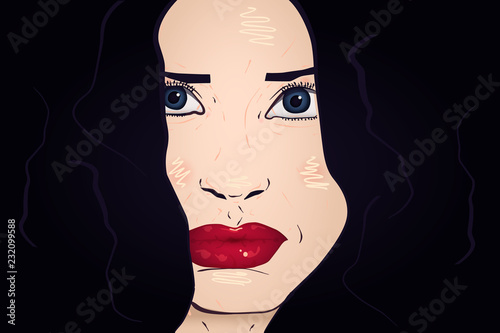 card with the abstract image of the girl face.