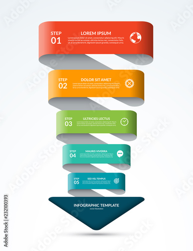Arrow infographic template. Business concept with 5 steps, options, parts. Can be used for diagram, chart, web design. Vector illustration