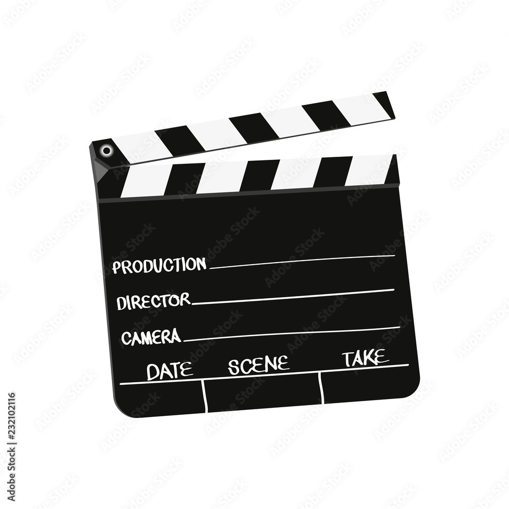 Vector clapperboard isolated on white background