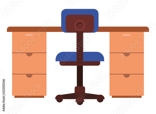 office desk with chair isolated icon