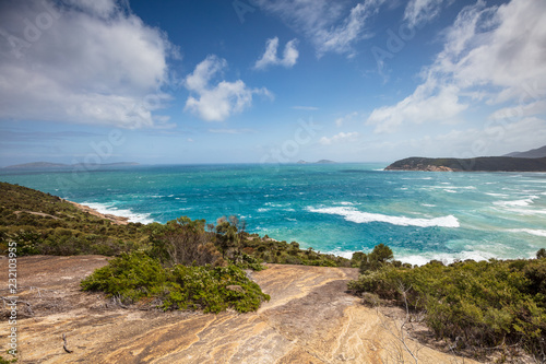 The view from Norman Point lookout of Norman beach in Wilsons promontory national park, victoria, Australia