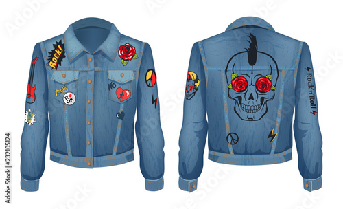 Rock Jacket of Denim Cloth Vector Illustration