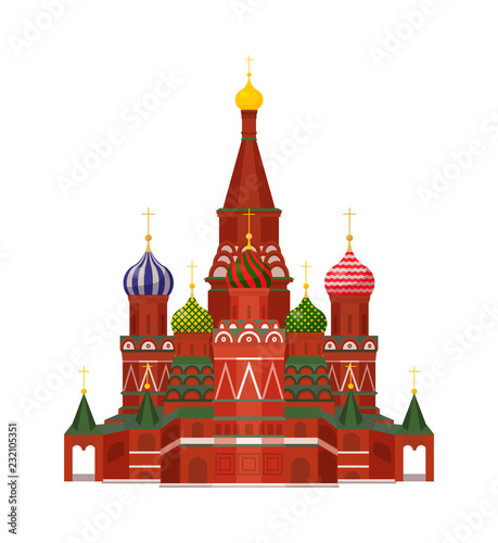 Moscow St Basil Cathedral Vector Illustration