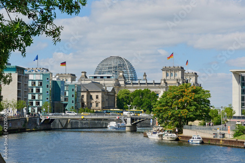 Photography Berlin, Germany. River Spree and the Reichstag in the distance