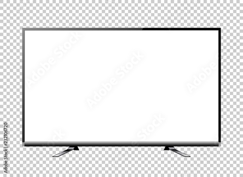 Black LED television screen blank on background, vector