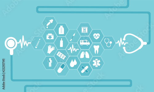 Vector flat icons in medicine healthcare