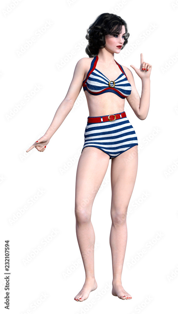 3D Rendering Pinup Girl on White 3D Rendering Pinup Girl on White