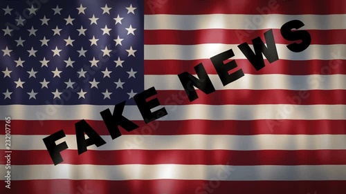 animated American flag with the words Fake News, ideal footage to sensitize the use of the media in order not to manipulate and misinform people photo