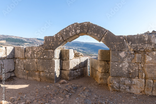 The inner  part of the destroyed corner tower in Nimrod Fortress located in Upper Galilee in northern Israel on the border with Lebanon. photo