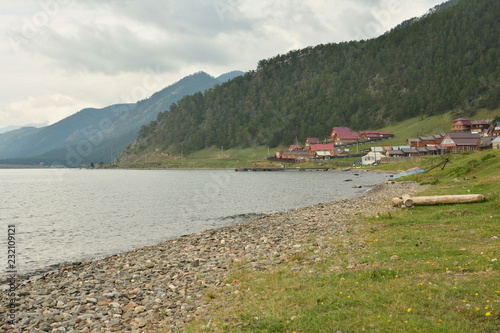 Bay on lake Baikal at the mouth of the Bolshaya Goloustnaya river, August 2018 photo