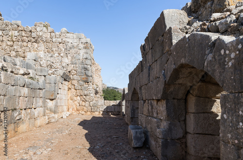 The inner  part of the destroyed corner tower in Nimrod Fortress located in Upper Galilee in northern Israel on the border with Lebanon. photo