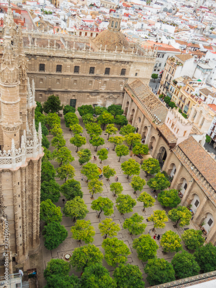 Seville cathedral courtyard from above