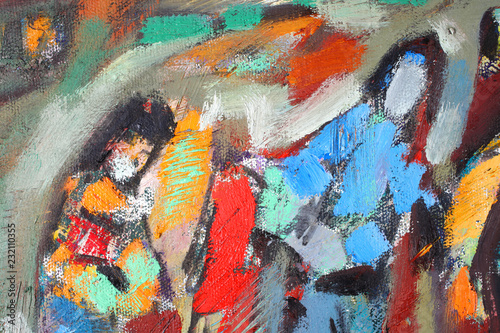 Fototapeta Naklejka Na Ścianę i Meble -  fragment paintings in the style of ethnic avant-garde, innovative connecting creative interpretation of the classical tradition of Islamic decorative art and modern artistic and aesthetic traditions