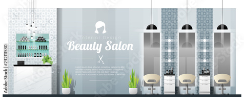 Interior background of modern beauty salon , vector , illustration