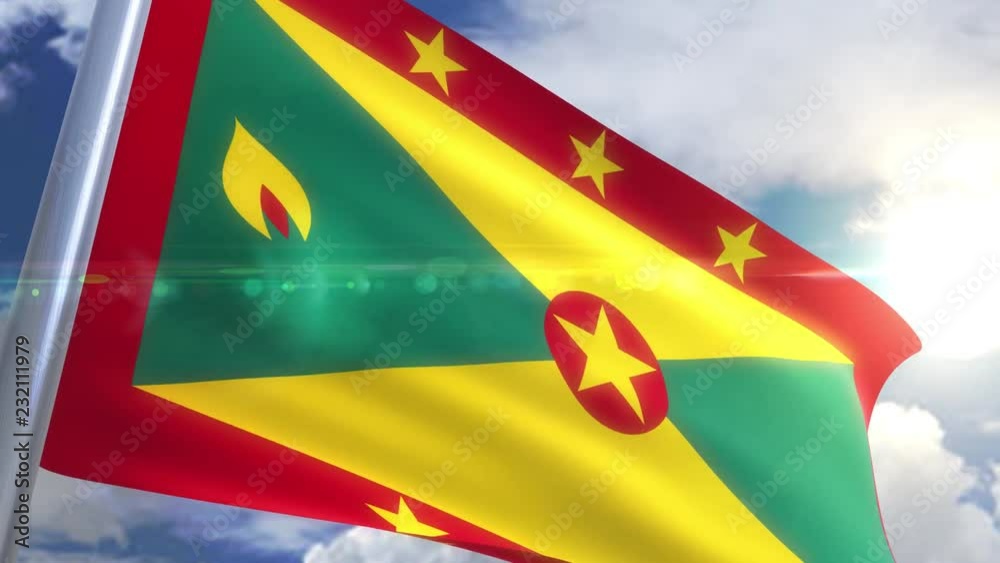 Waving flag of Grenada Animation