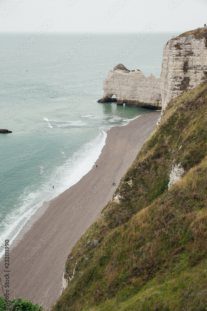 Landscape view of the see from the cliffs of Etretat, France Landscape view of the see from the cliffs of Etretat, France