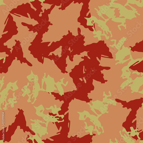 Imitation of camouflage - seamless pattern in different shades of red, green and pink colors