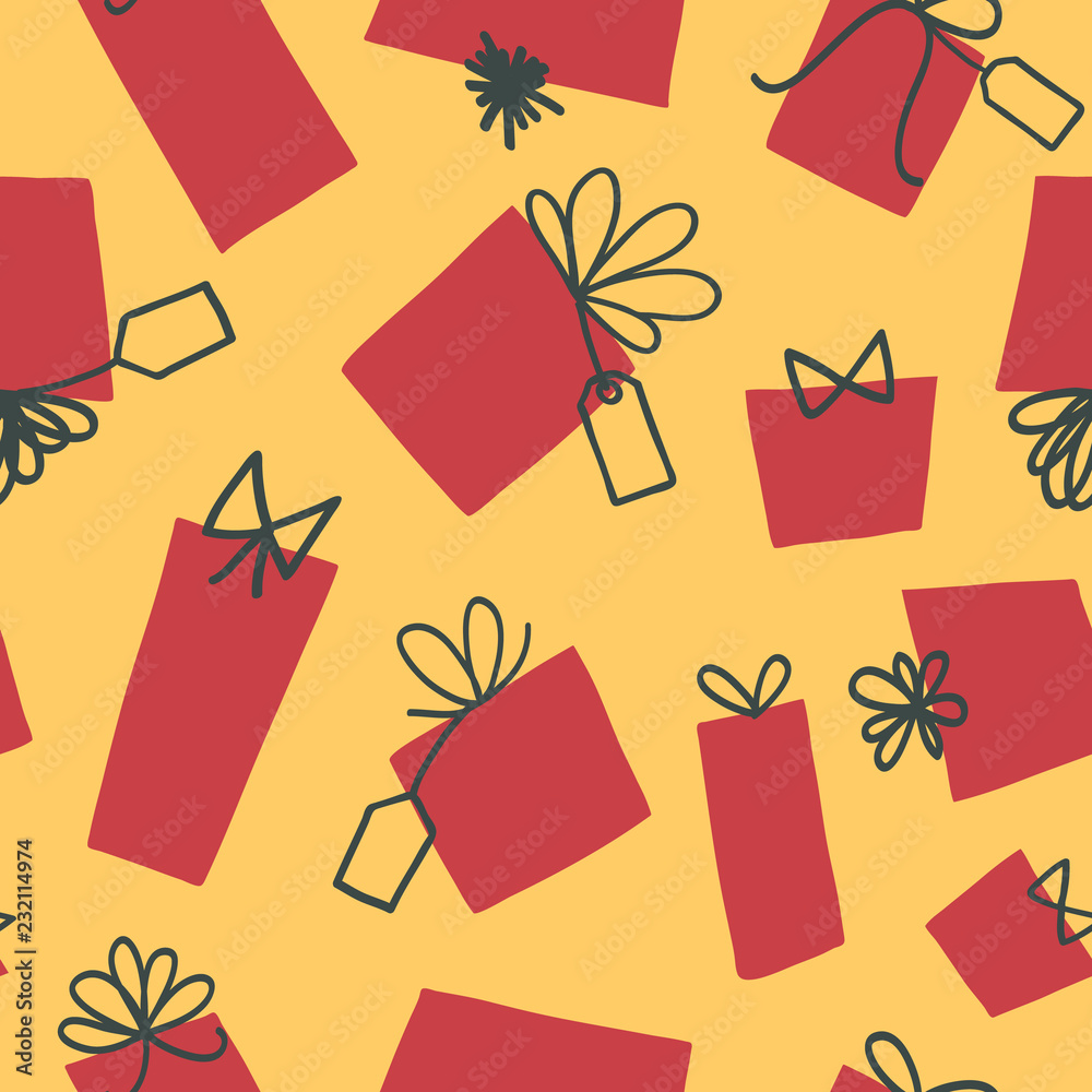Vector Christmas Red Presents with Ribbons. Great for scrapbooking, fabric, gift wrap Vector Christmas Red Presents with Ribbons. Great for scrapbooking, fabric, gift wrap