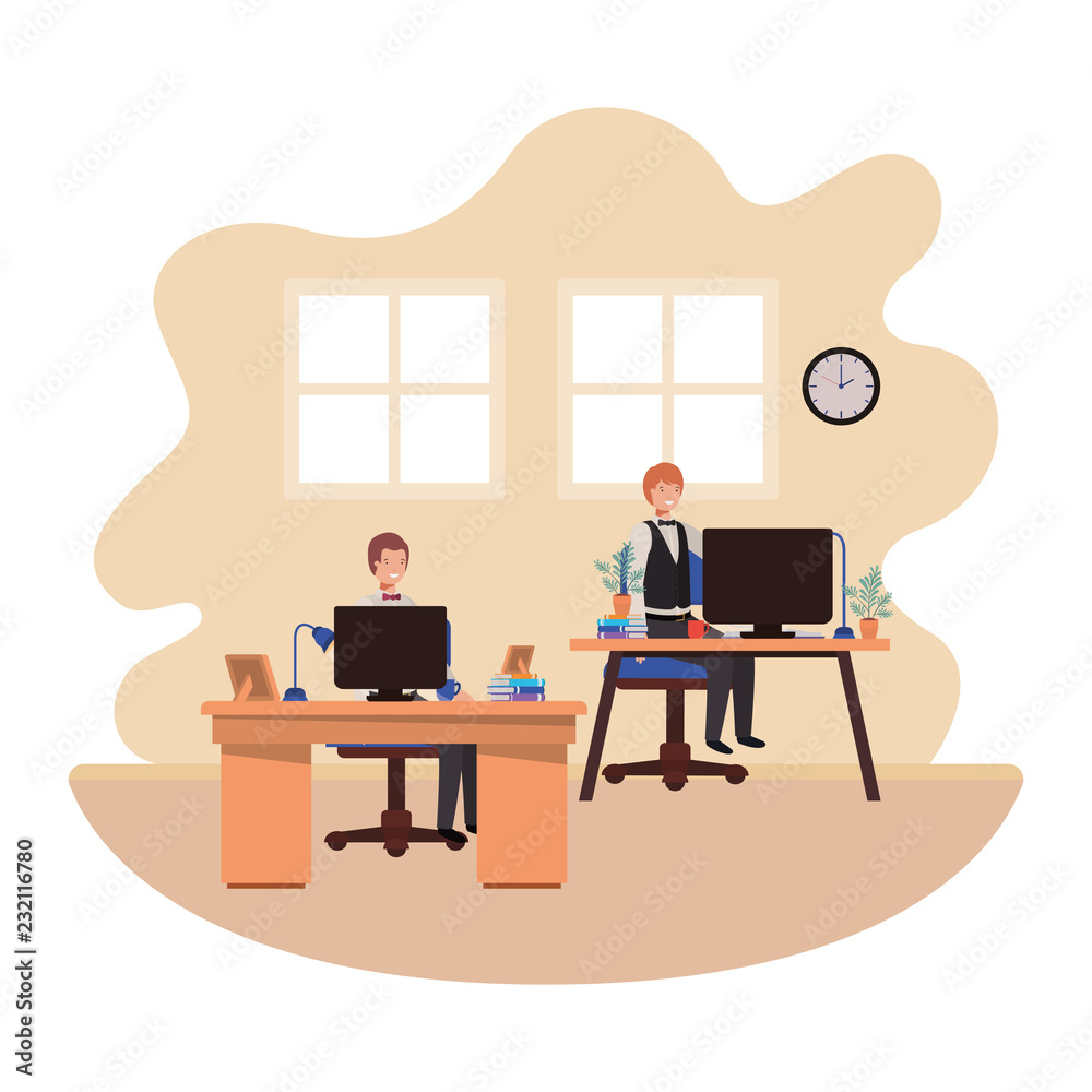men working in the office avatar character