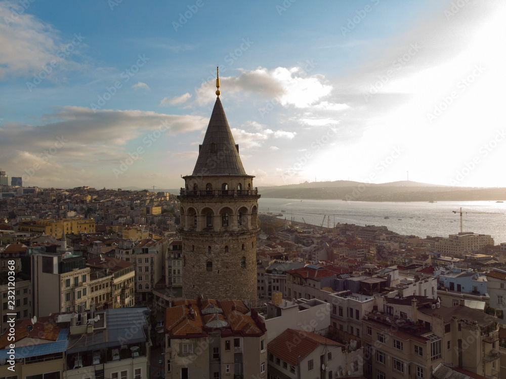 aerial shot Galata tower istanbul aerial shot Galata tower istanbul