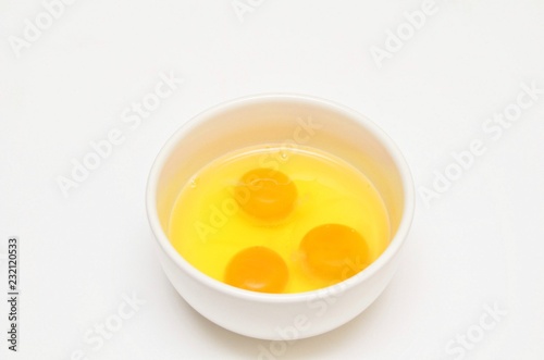 Egg nail in a white bowl