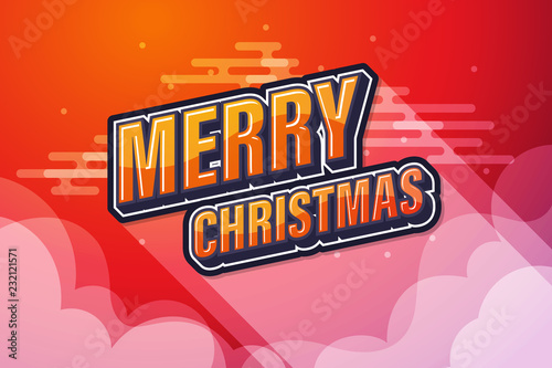 Red sky background with merry christmas text speech design. Vector illustration