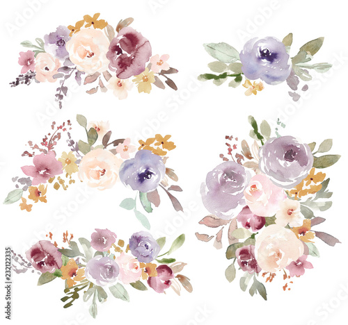 Hand Painted, Modern Watercolor Flower Background