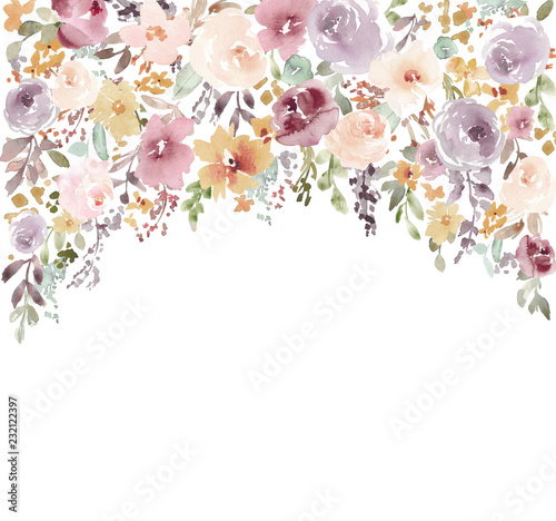 Hand Painted, Modern Watercolor Flower Background