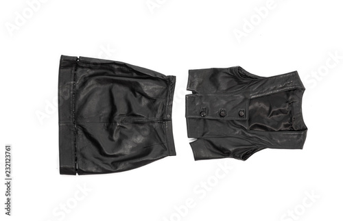 female black leather clothes on a white background