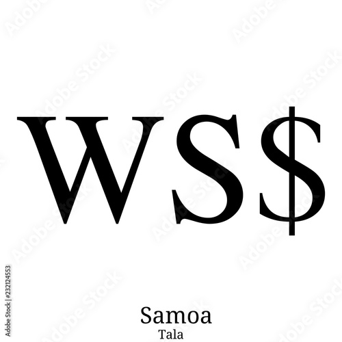 Black  Tala currency symbol isolated on white background