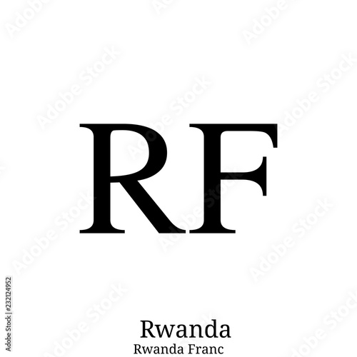 Black  Rwanda Franc currency symbol isolated on white background