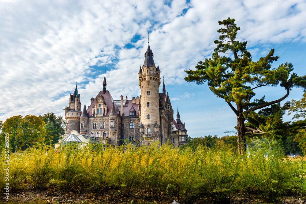 Moszna Castle, historic palace located in a village of Moszna, Upper Silesia, Poland