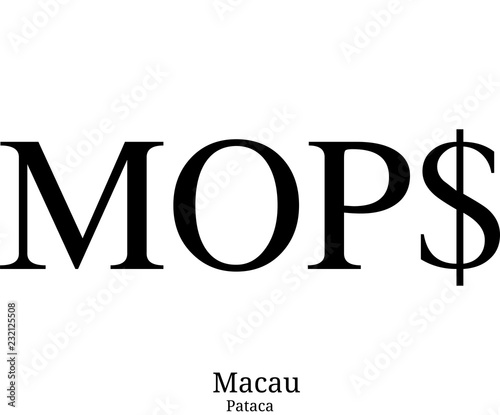 Black  Pataca currency symbol isolated on white background