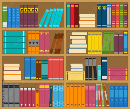 Shelves with books, vector illustration