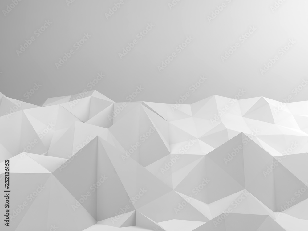 Abstract white interior with polygonal art Abstract white interior with polygonal art