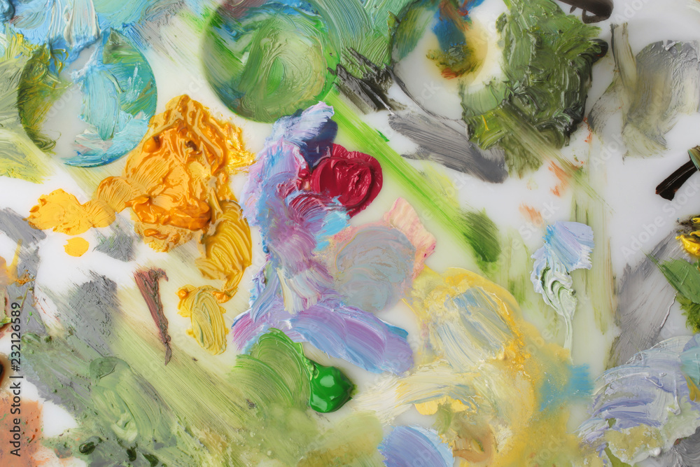 Fototapeta premium Palette with oil paint, for backgrounds or textures