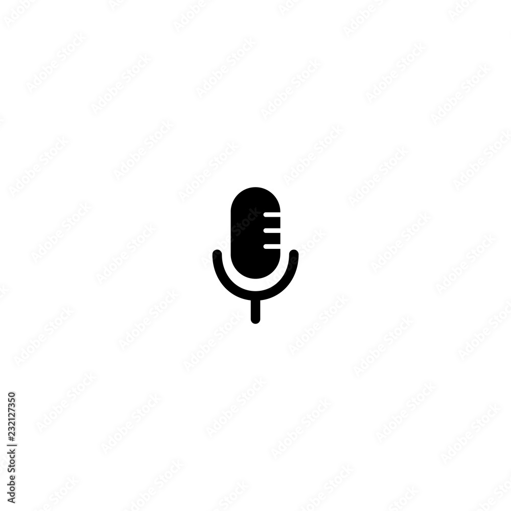 UI microphone black icon isolated on background. UI microphone black icon isolated on background.