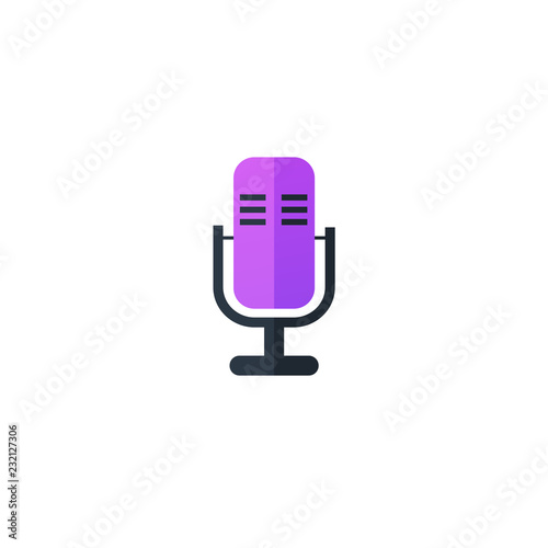 Flat mike icon illustration isolated on white background.