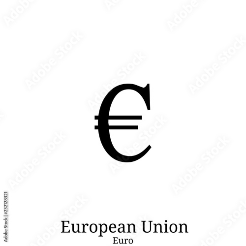 Black  Euro currency symbol isolated on white background