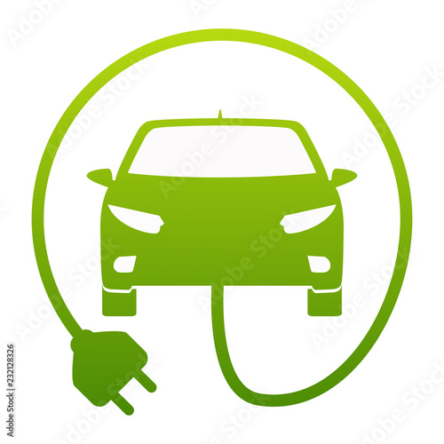 Electric car charging point icon vector