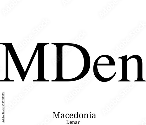 Black  Denar currency symbol isolated on white background
