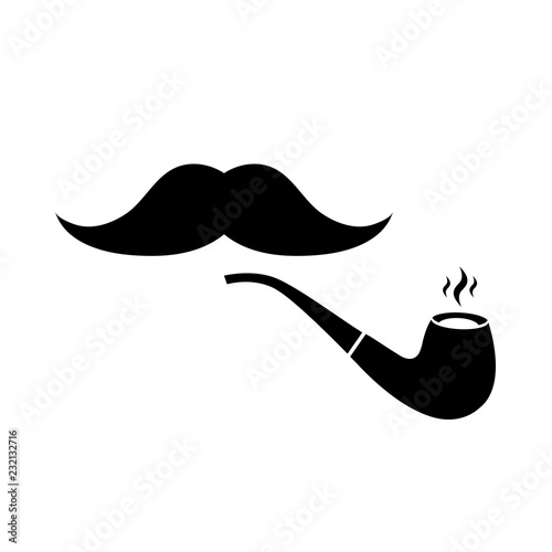Smoking pipe icon, logo on white background