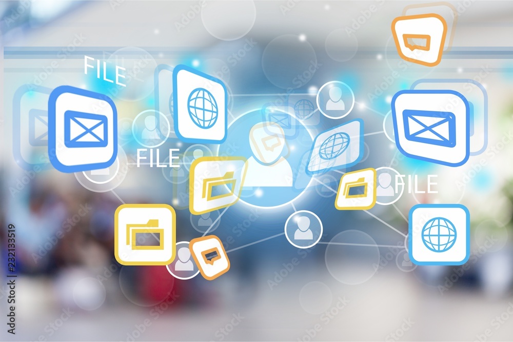 Digital web network icons on background Digital web network icons on background