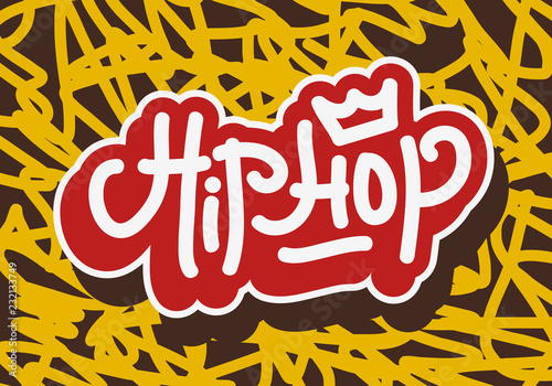 Hip Hop Tag Graffiti Style Label Lettering. Vector Image.