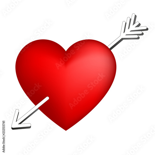The heart is pierced by the arrow of Cupid.