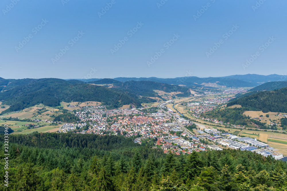 Germany, Above black forest village Haslach im Kinzigtal in kinzig valley