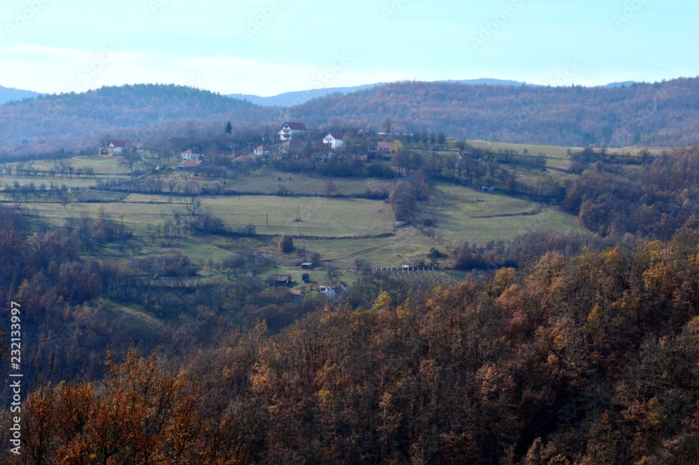 landscape of the village in autumn
