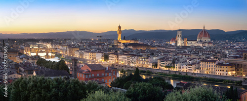 Florence, Italy. Aerial panorama of the city at dusk